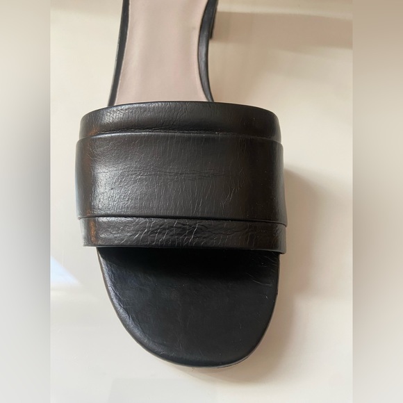 VINCE Black "Rita" Croc Embossed Leather Ankle Strap Heels Sandals Black Size 9M - Picture 9 of 14